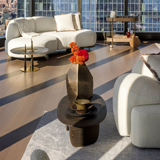 Brown Low Coffee Table in Pietra Pece