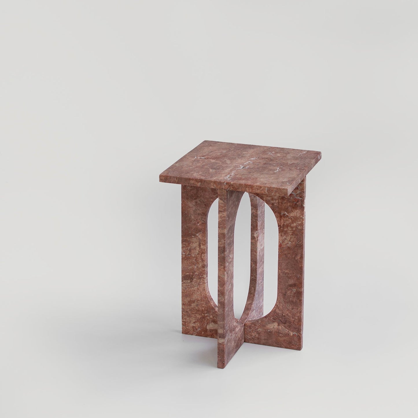 'BOND' SIDE TABLE - RED TRAVERTINE