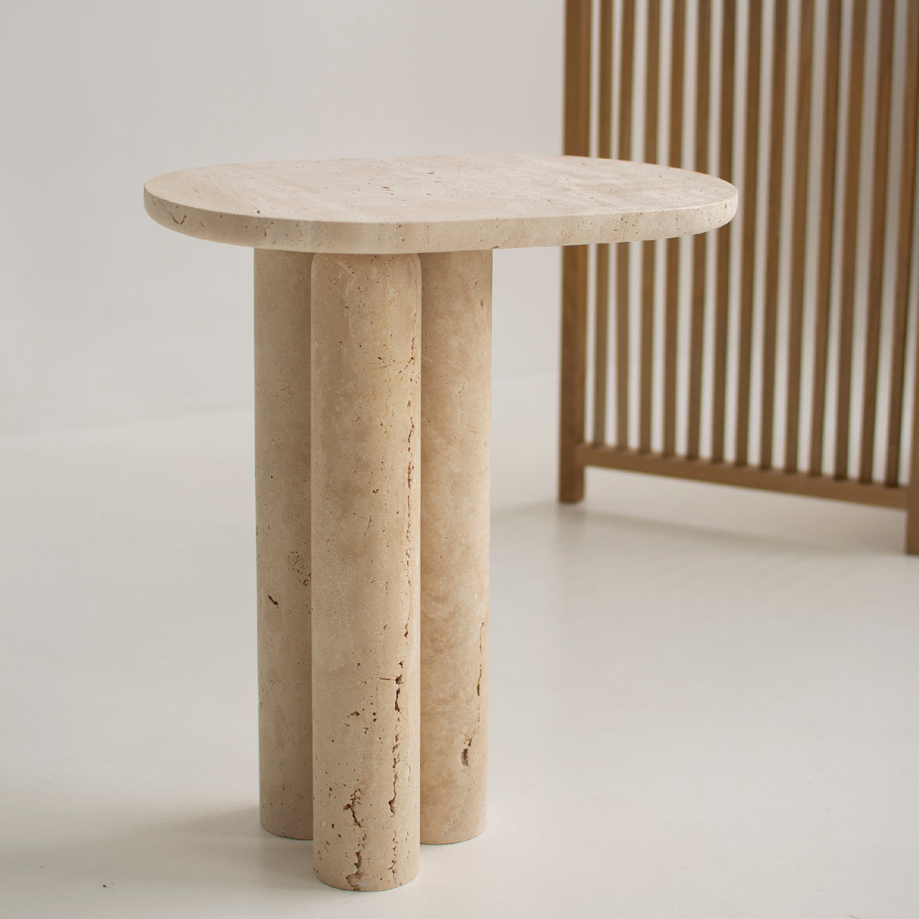 Trio No III - TRAVERTINE SIDE TABLE