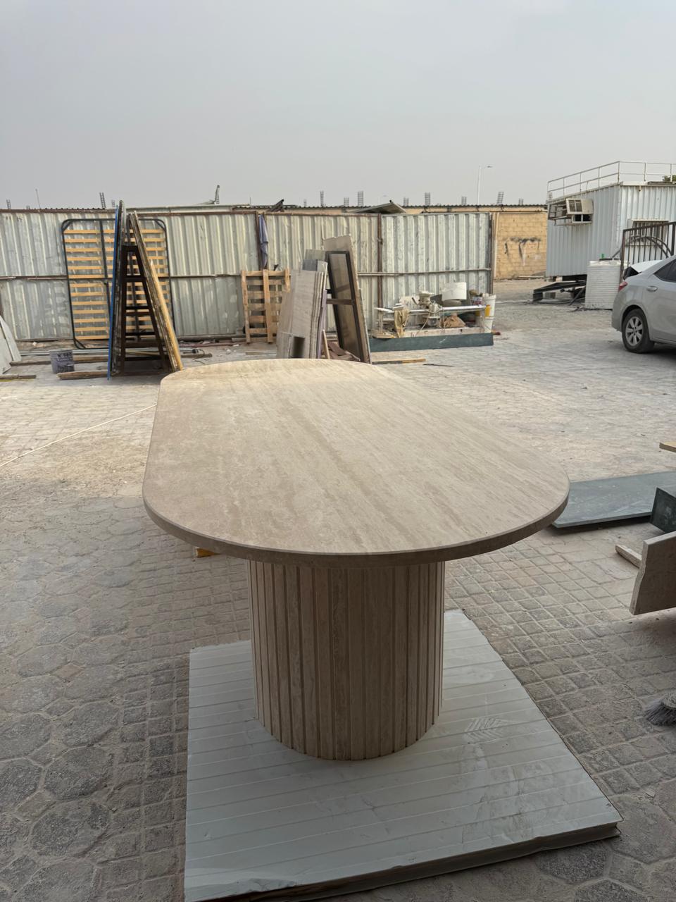 Travertine Marble Oval Dining Table