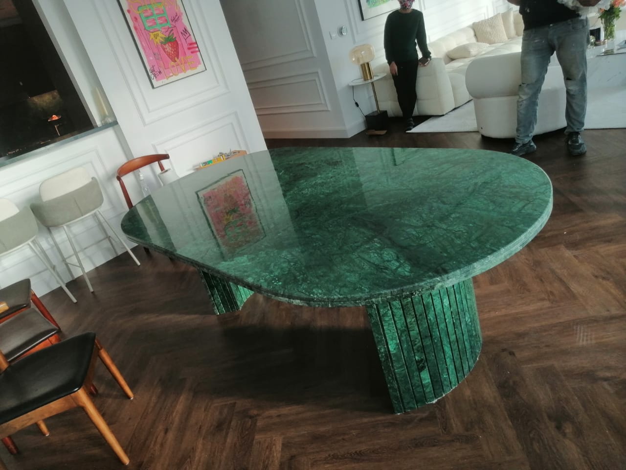 Green Marble Oval Dining Table
