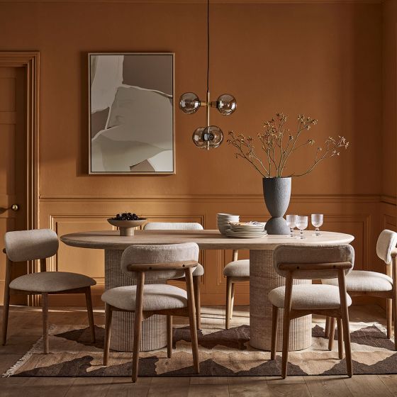 Travertine Finish Dining Table