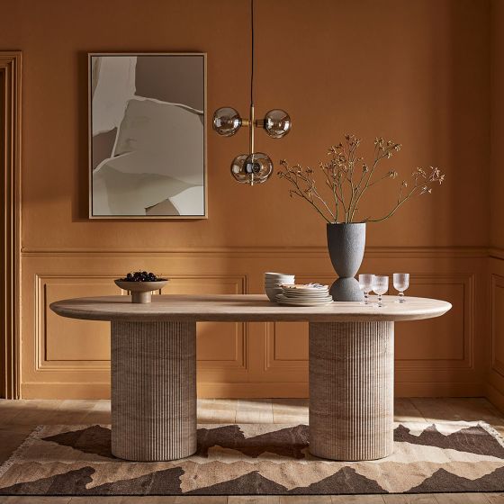 Travertine Finish Dining Table