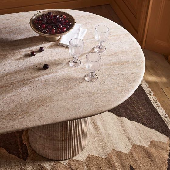 Travertine Finish Dining Table