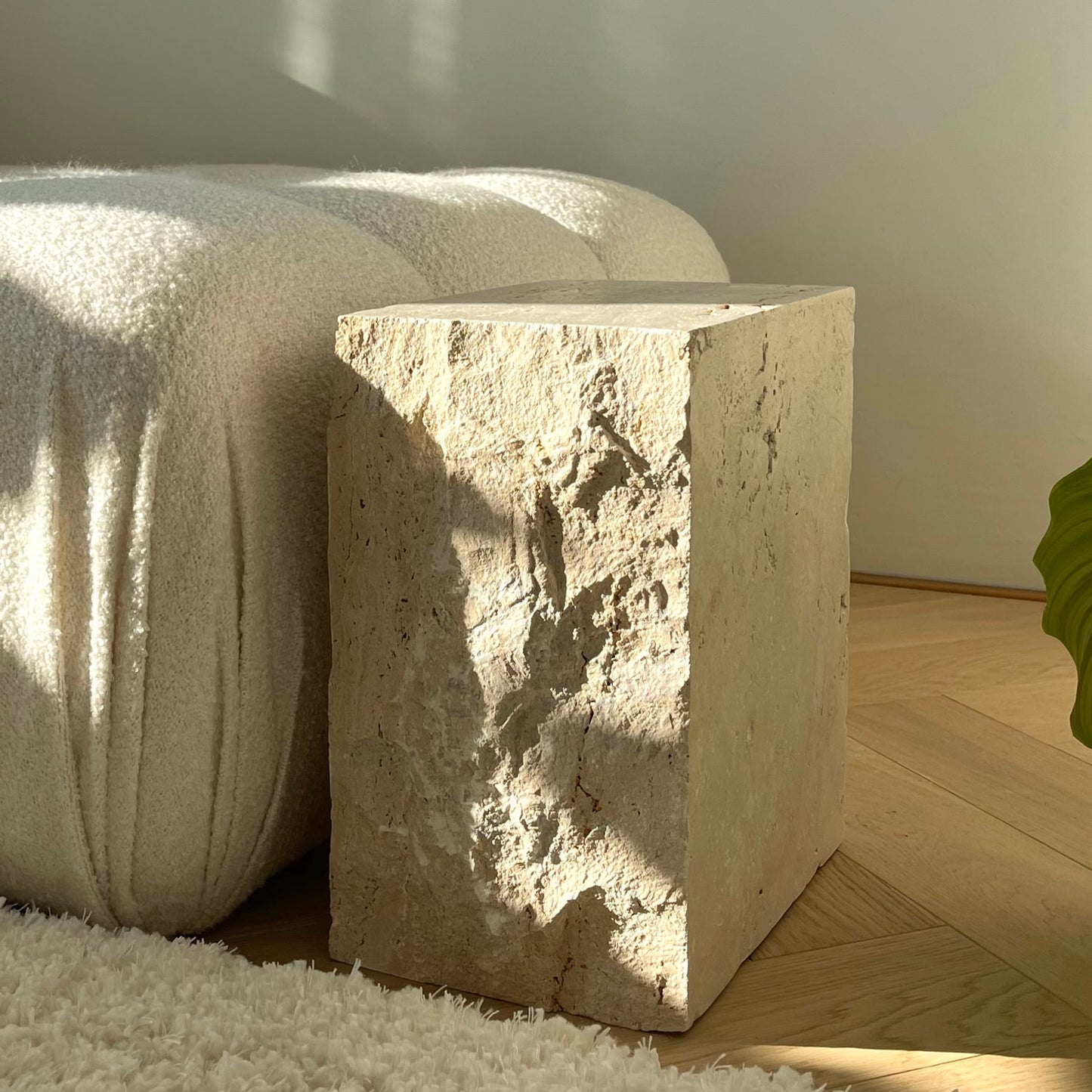 TRAVERTINE BLOCK SIDE TABLE