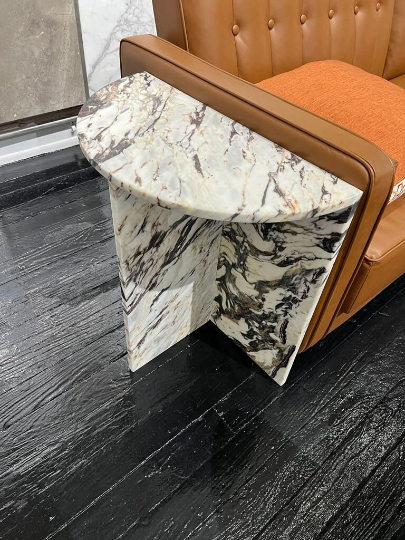 Half Moon Marble Side Table