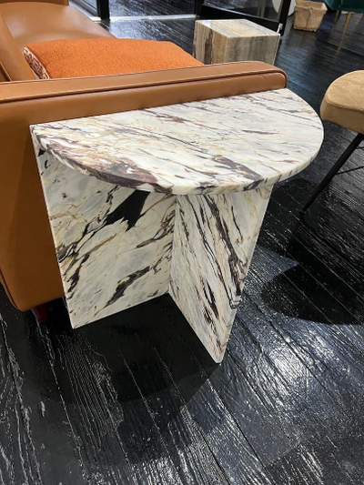 Half Moon Marble Side Table