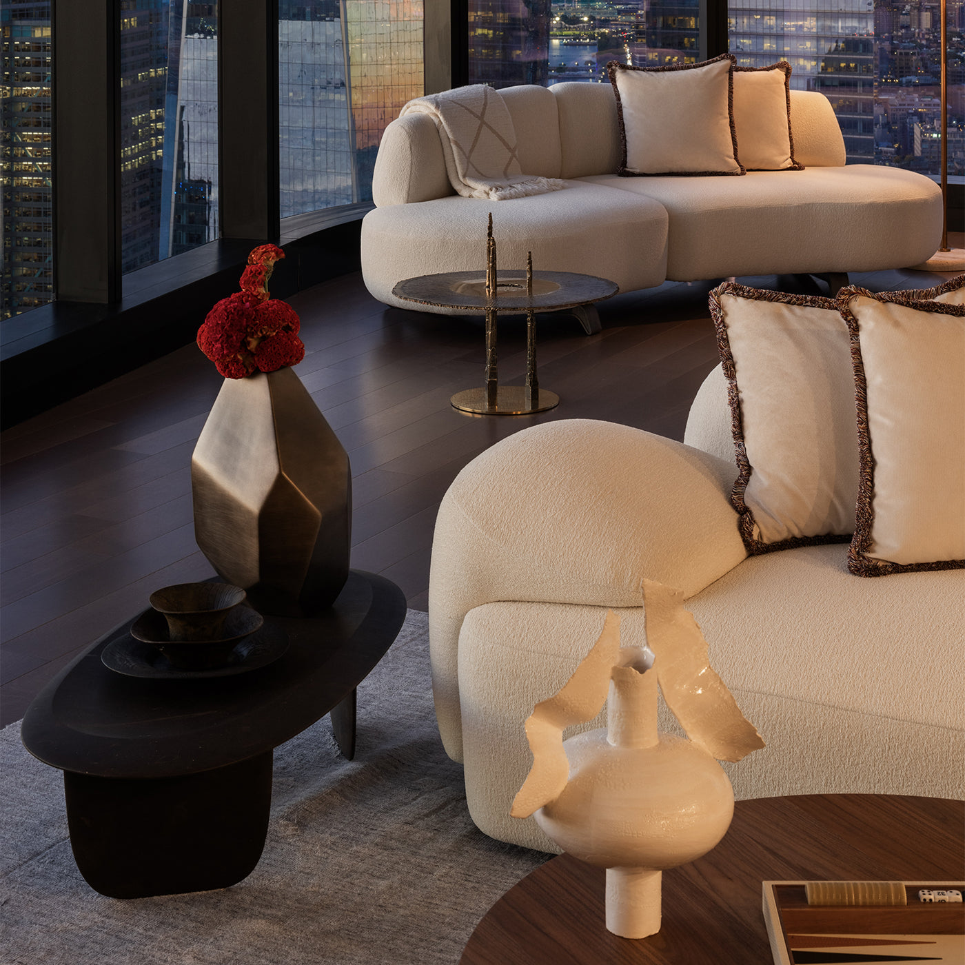 Brown Low Coffee Table in Pietra Pece