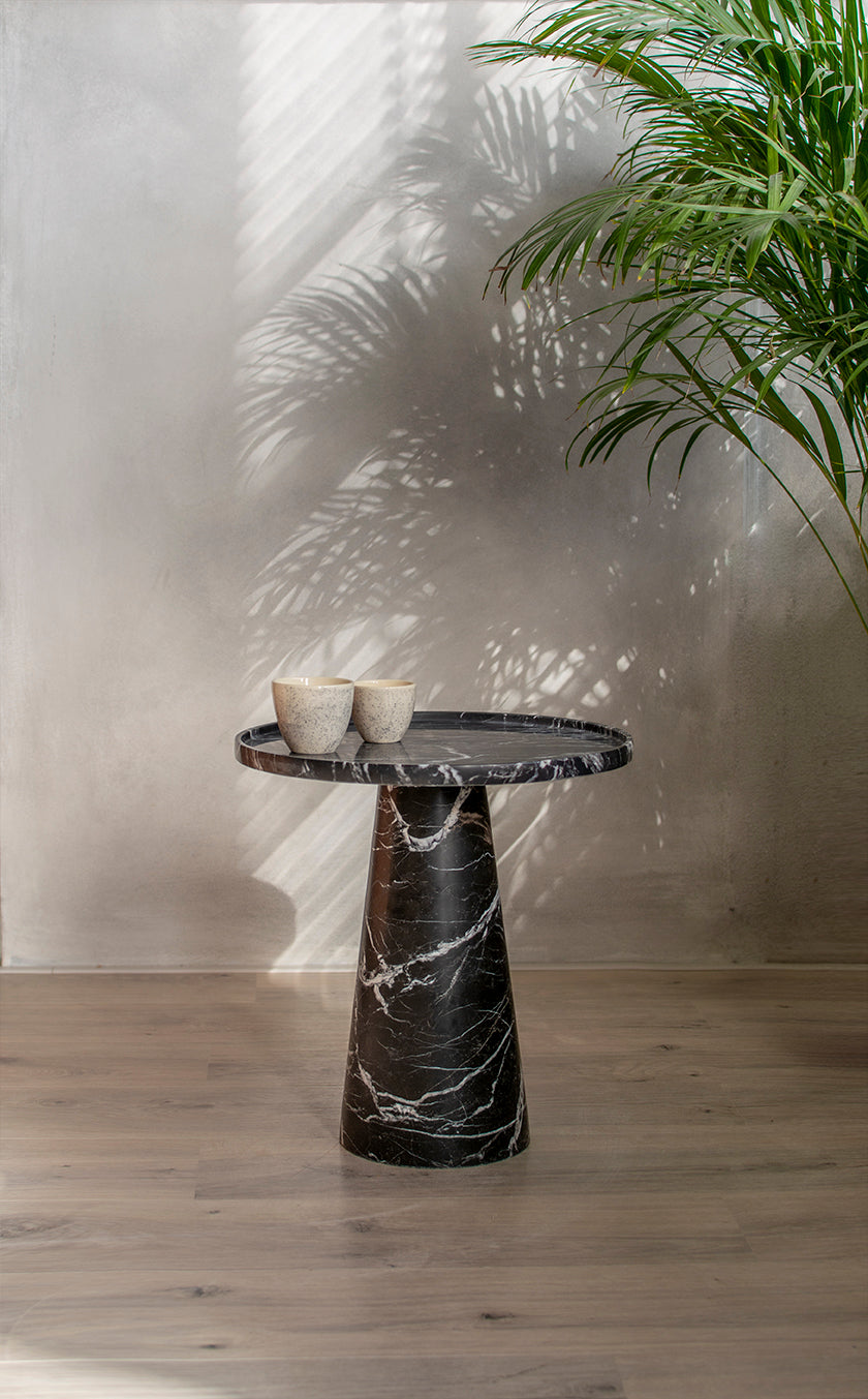 BLACK MARBLE CONE SIDE TABLE