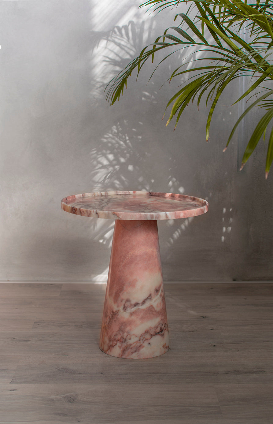 PINK MARBLE CONE SIDE TABLE