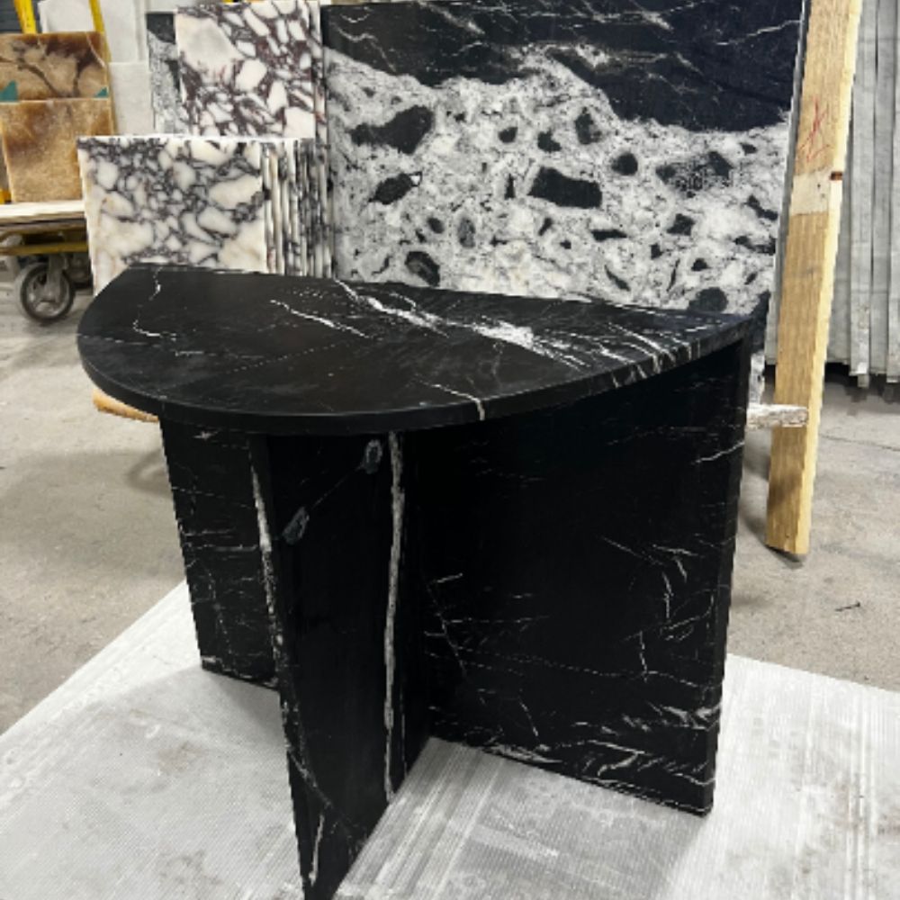 Half Moon Marble Side Table