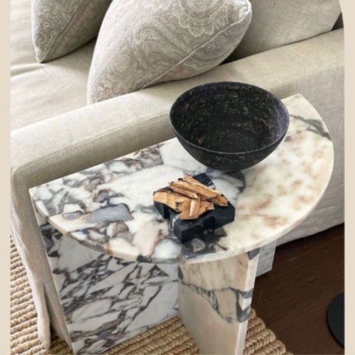Half Moon Marble Side Table