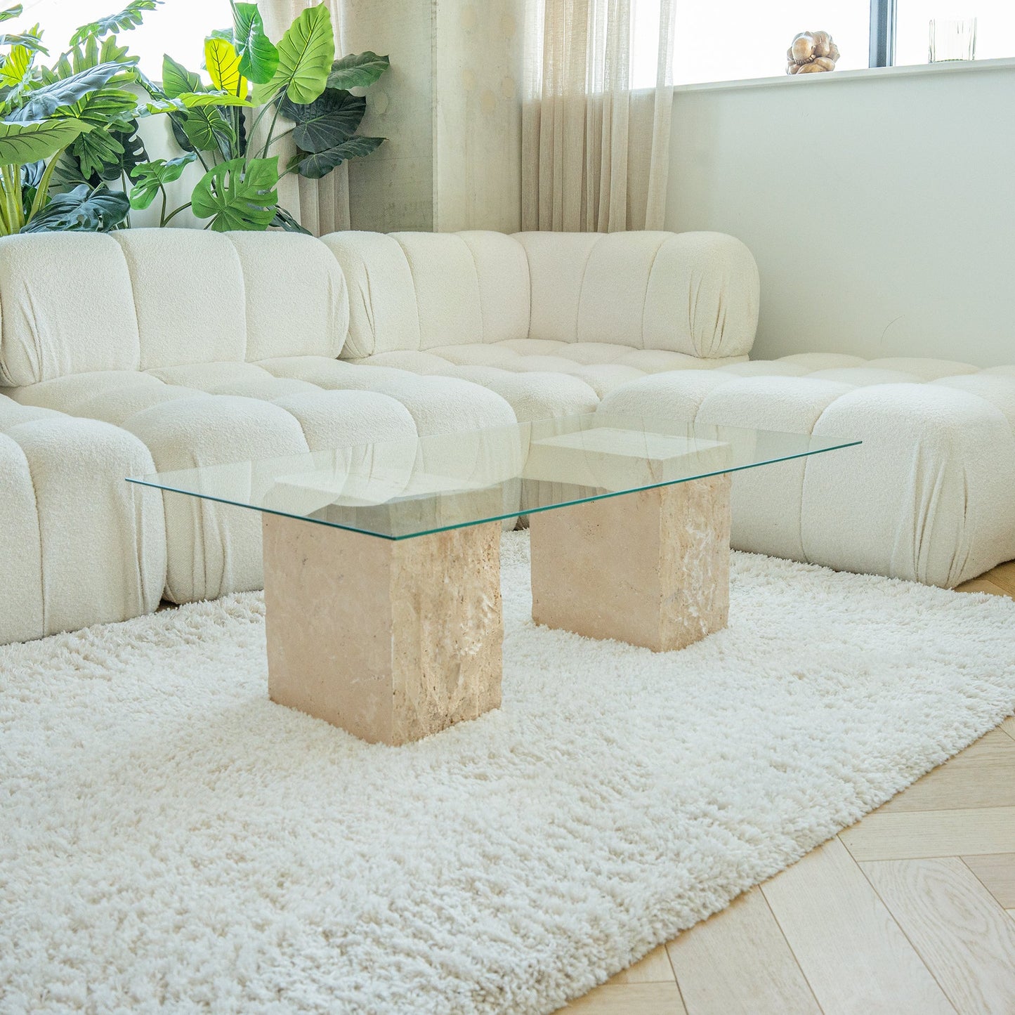 TRAVERTINE BLOCK SIDE TABLE