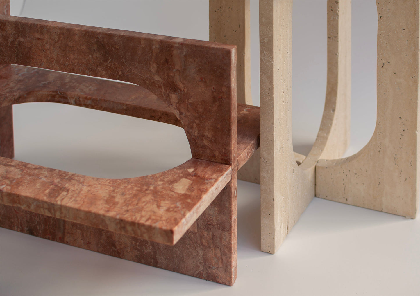 'BOND' SIDE TABLE - RED TRAVERTINE