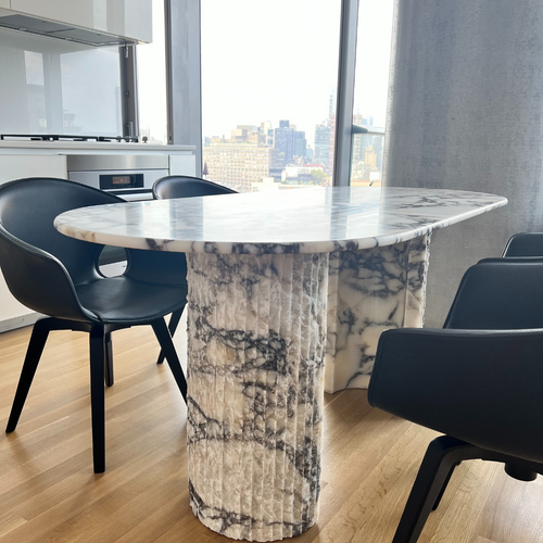 Modern Viola Marble Fluted Design Dining Table