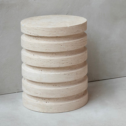 TRAVERTINE LAYER STOOL - SIDE TABLE