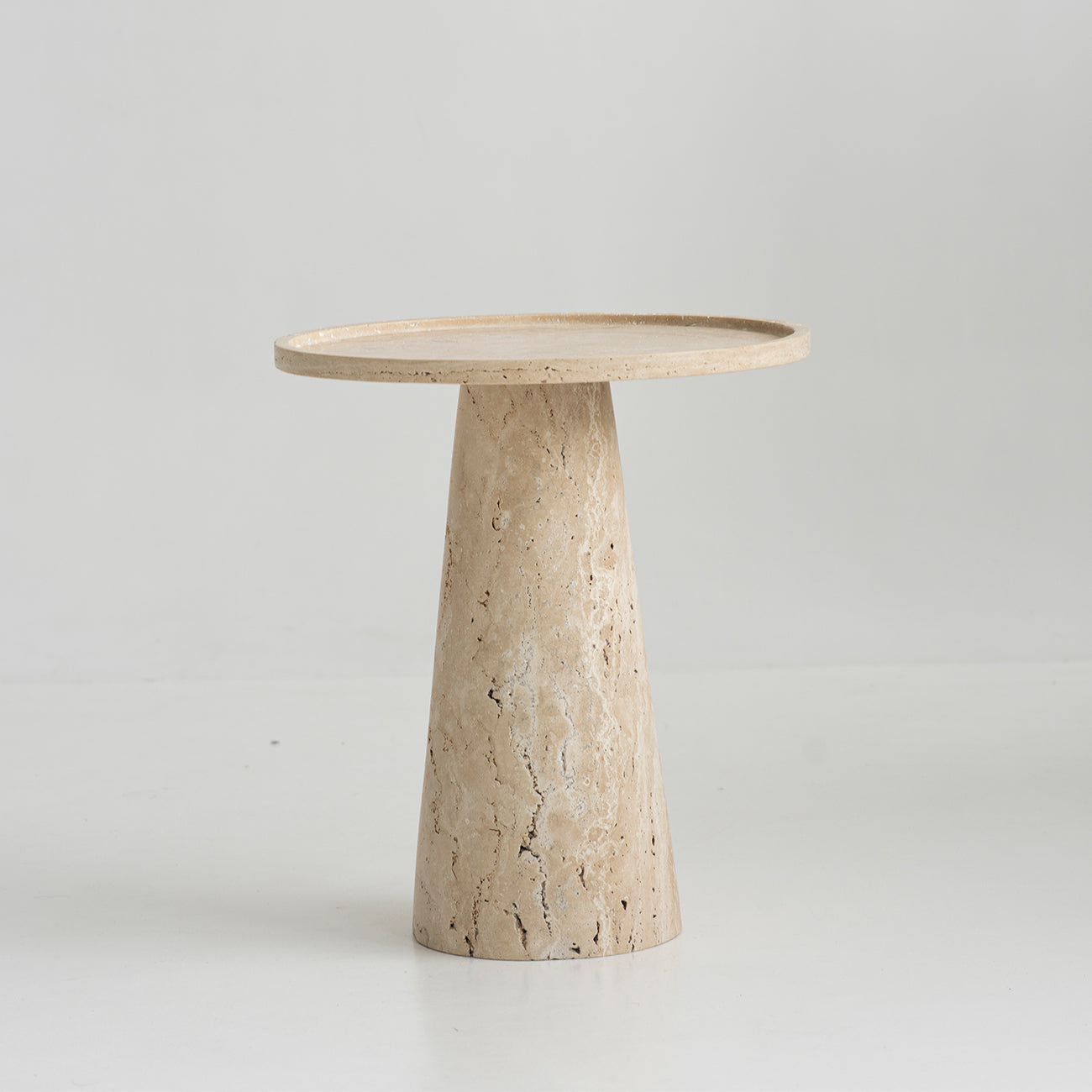 TRAVERTINE CONE SIDE TABLE