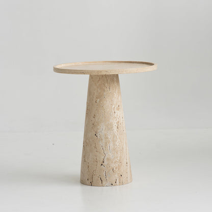 TRAVERTINE CONE SIDE TABLE
