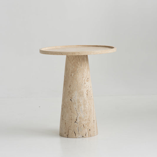 TRAVERTINE CONE SIDE TABLE