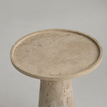 TRAVERTINE CONE SIDE TABLE