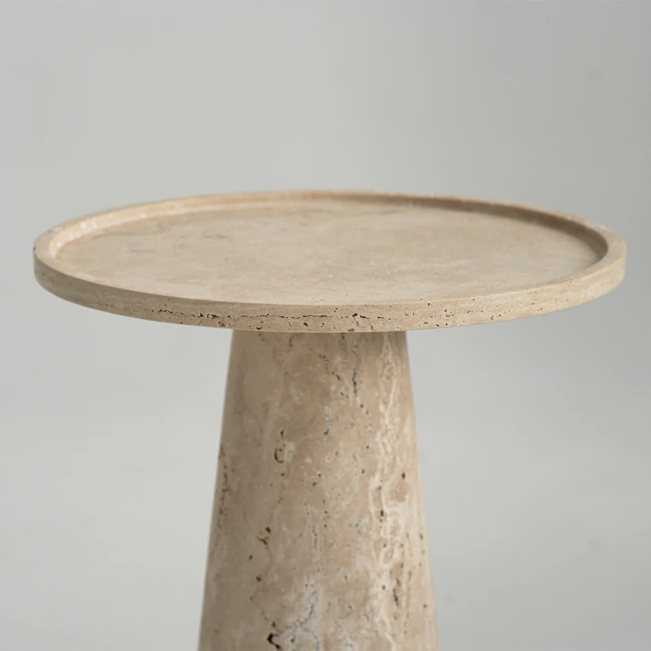 TRAVERTINE CONE SIDE TABLE