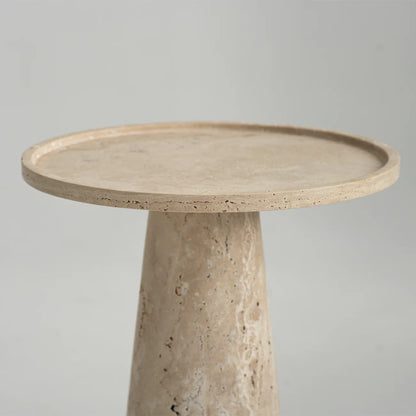 TRAVERTINE CONE SIDE TABLE