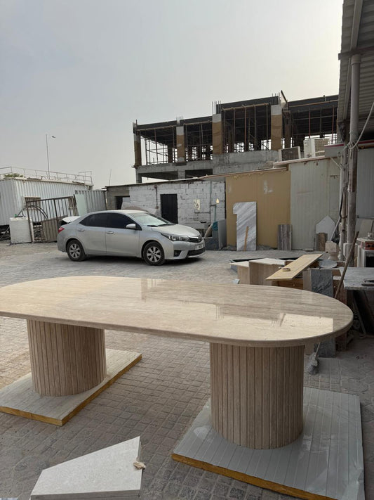 Travertine Marble Oval Dining Table