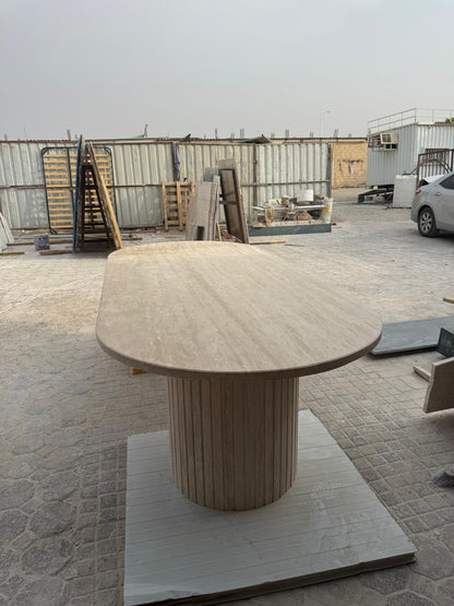 Travertine Marble Oval Dining Table