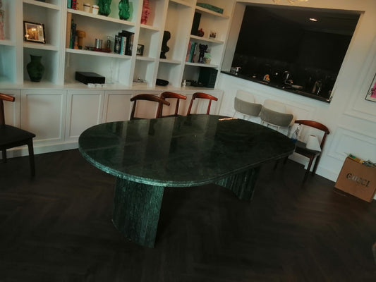 Green Marble Oval Dining Table