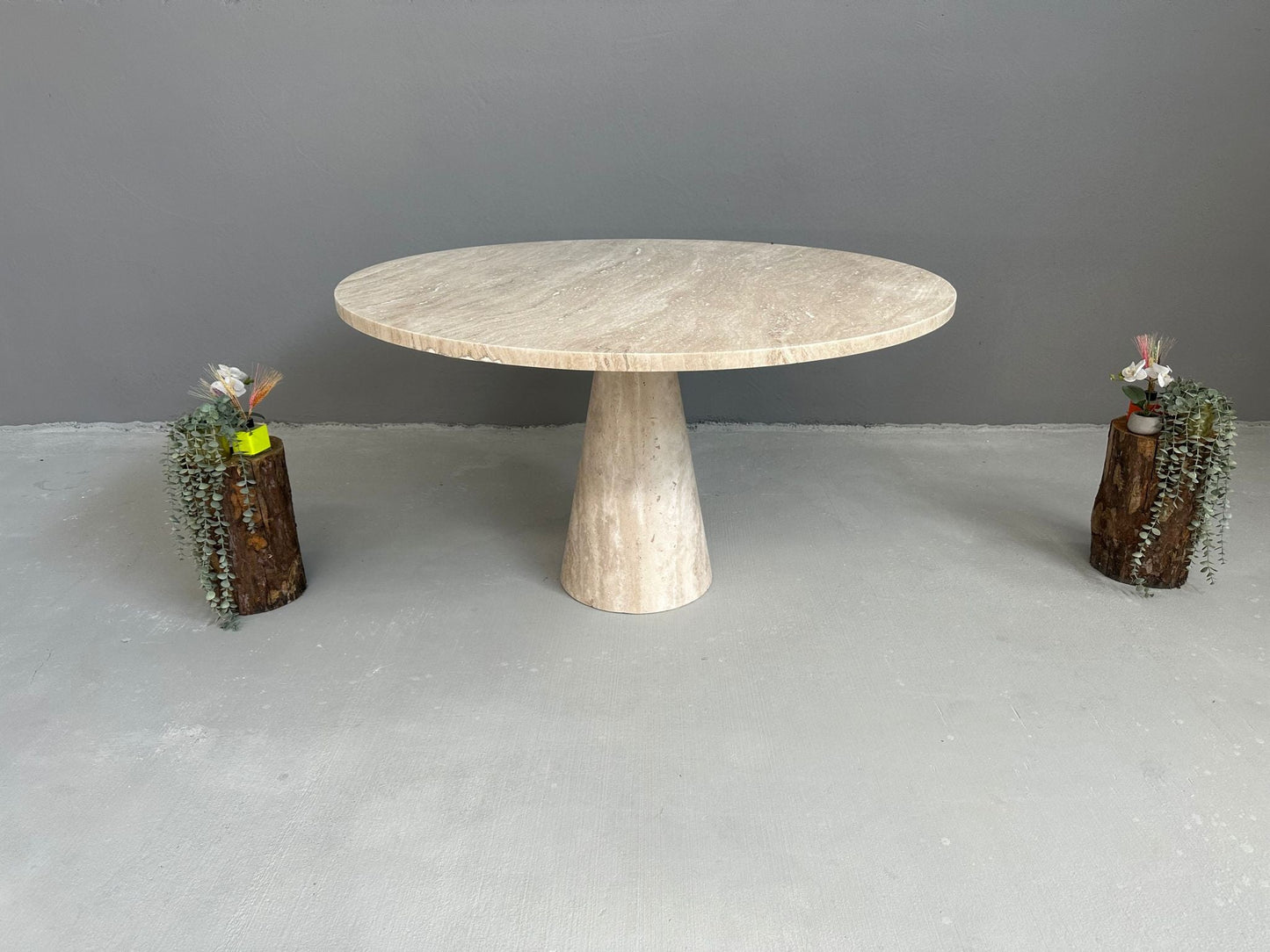 Round Travertine Dining Table With Pedestal Base