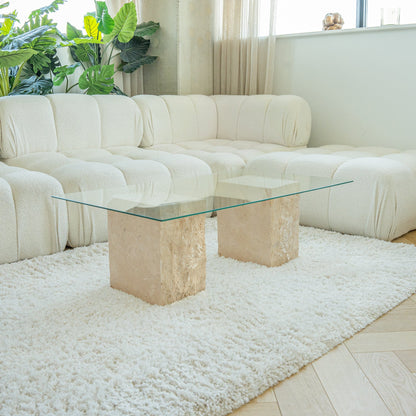 TRAVERTINE BLOCK SIDE TABLE