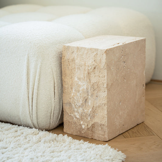 TRAVERTINE BLOCK SIDE TABLE