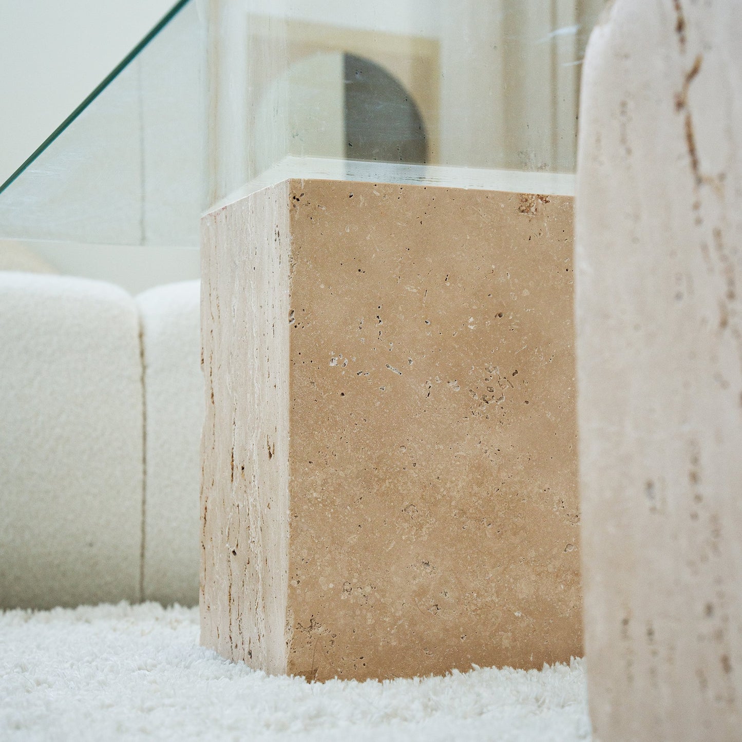 TRAVERTINE BLOCK SIDE TABLE