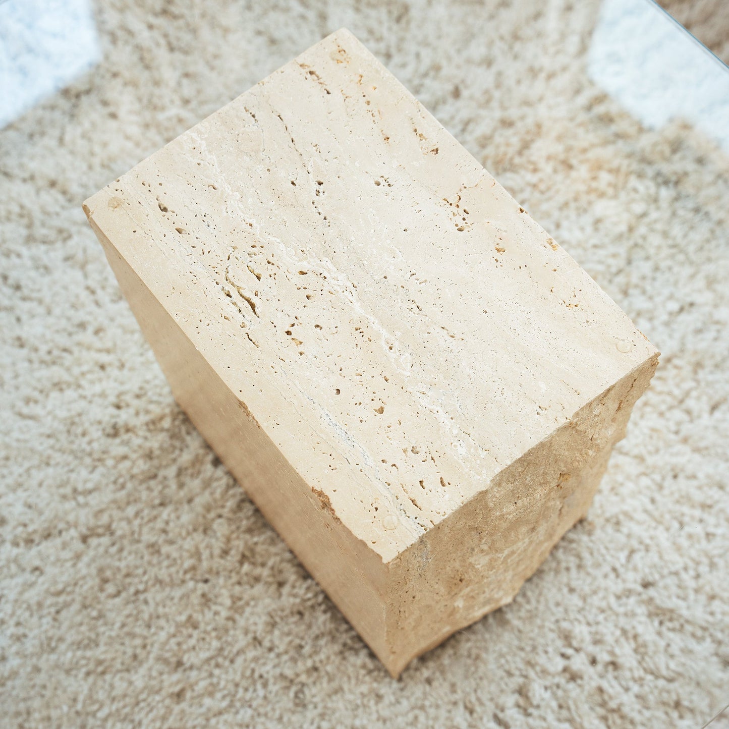 TRAVERTINE BLOCK SIDE TABLE