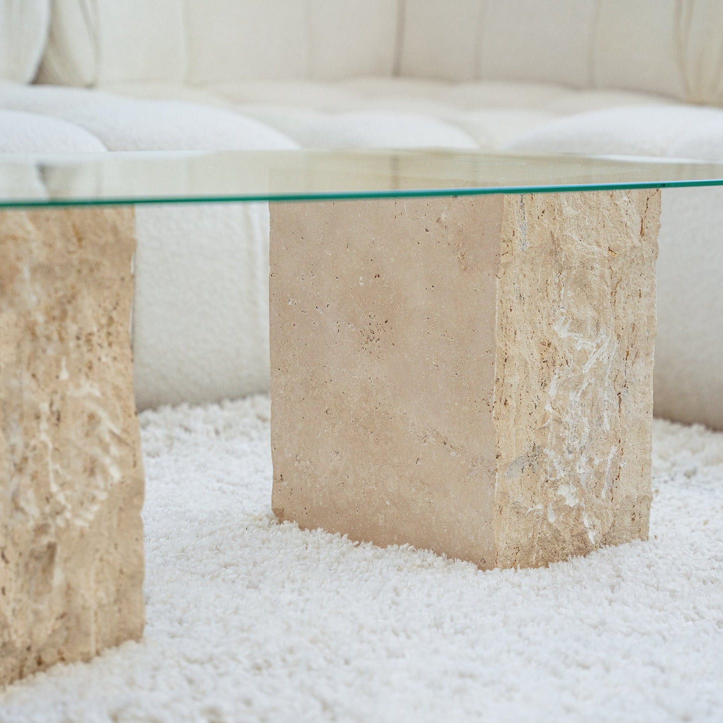 TRAVERTINE BLOCK SIDE TABLE