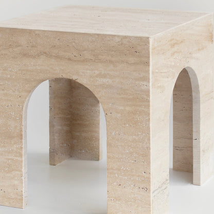 TRAVERTINE ARCH SIDE TABLE