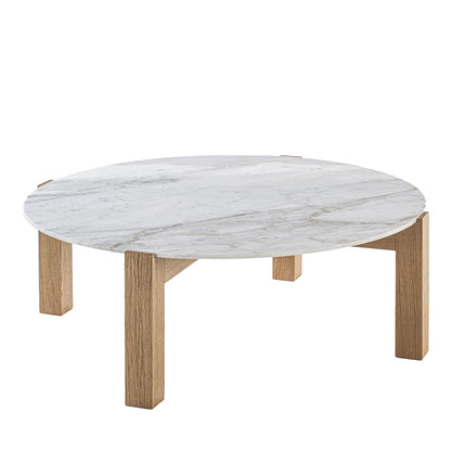 Moon 1 Round White Marble Coffee Table